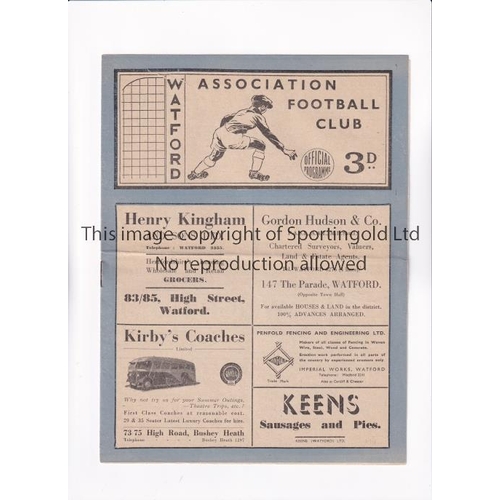 1698 - WATFORD V SOUTHEND UNITED 1948     Programme for the Division 3 match at Watford 24/4/1948, slightly... 