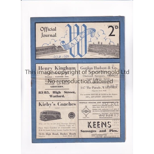 1699 - WATFORD V BRIGHTON 1947    Programme for the Division 3 match at Watford 23/8/1947, slightly creased... 