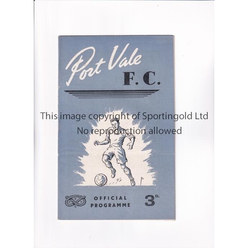 1703 - PORT VALE V SOUTHEND UNITED 1950     Programme for the League match at Port Vale 2/12/1950, slightly... 