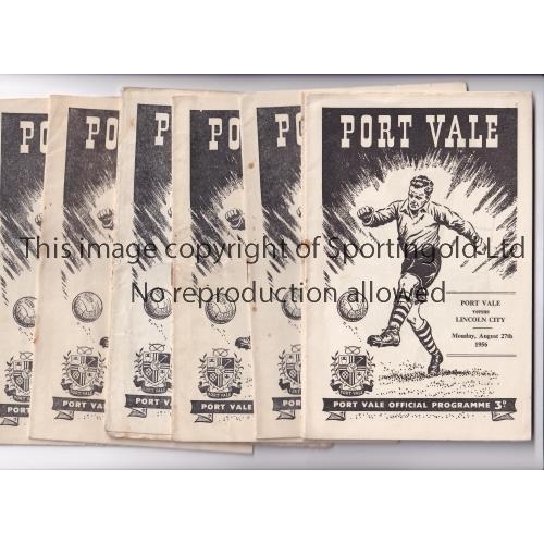 1706 - PORT VALE     Eight home programmes for season 1956/7 v Lincoln City, team changes, Bristol City, te... 