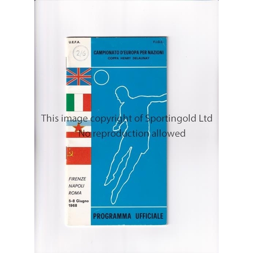 18 - 1968 EUROPEAN CHAMPIONSHIP     Programme for the Semi-Finals and Final including England, Italy, Yug... 