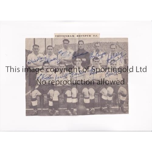 2 - TOTTENHAM HOTSPUR 1950/1 AUTOGRAPHS    Newspaper b/w team group signed by all 11 players. Spurs won ... 