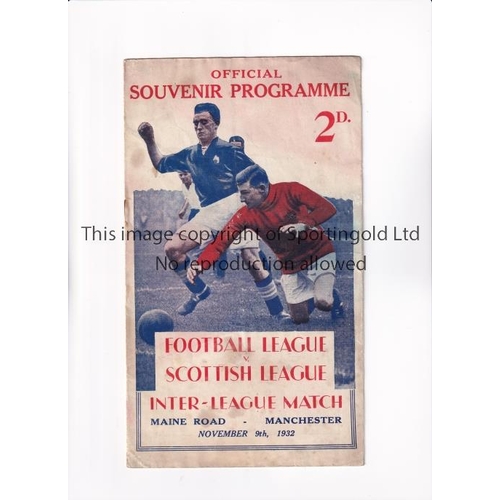 21 - FOOTBALL LEAGUE V SCOTTISH LEAGUE 1932 AT MANCHESTER CITY F.C.    Programme for the match on 9/11/19... 