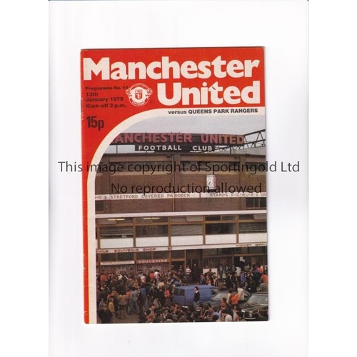 305 - MANCHESTER UNITED V QUEEN'S PARK RANGERS 1979 POSTPONED         Programme for the League match at Un... 