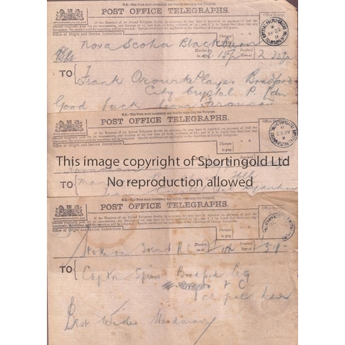 351 - 1911 FA CUP FINAL AT CRYSTAL PALACE / BRADFORD CITY V NEWCASTLE UNITED       Eighteen telegrams to B... 