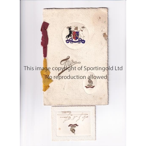 355 - BRADFORD CITY 1911 FA CUP FINAL      Menu and James Spiers place card for the Dinner to the Director... 