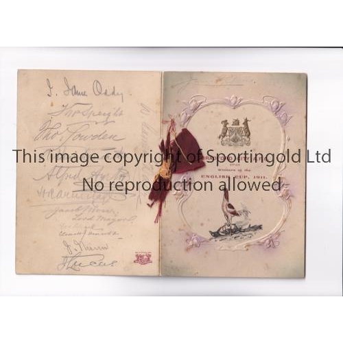 356 - BRADFORD CITY 1911 FA CUP WINNERS / AUTOGRAPHS       Menu for the Dinner given by the supporters of ... 