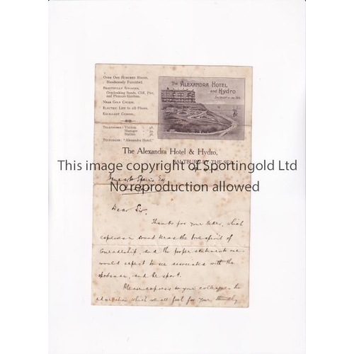 357 - 1911 FA CUP FINAL / BRADFORD CITY V NEWCASTLE UNITED        Handwritten signed letter, dated 19/4/19... 