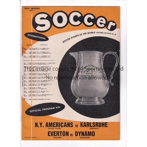 38 - EVERTON V DINAMO BUCHAREST 1961 IN USA      Programme for the match at the Polo Grounds, New York 7/... 