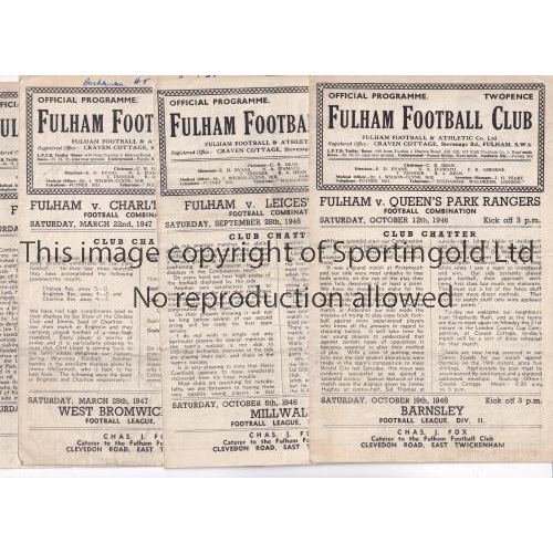 461 - FULHAM      Four programmes for home Football Combination matches for 1946/7 season v Leicester City... 