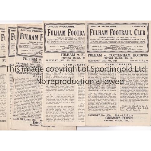 469 - FULHAM       Five home programmes for season 1948/9 v Tottenham Hotspur, Bury, Grimsby Town, Bradfor... 