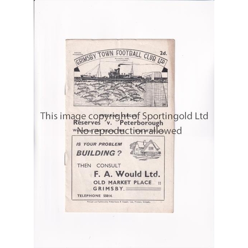 500 - GRIMSBY TOWN V PETERBOROUGH UNITED 1949      Programme for the Midland League match at Grimsby 24/8/... 