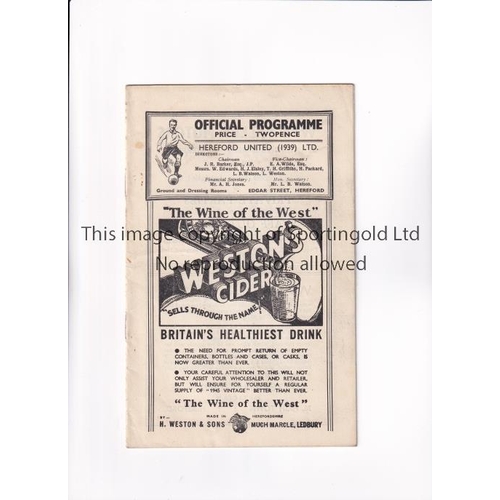 515 - HEREFORD UNITED V GILLINGHAM 1947      Programme for the Southern League match at Hereford 18/1/1947... 