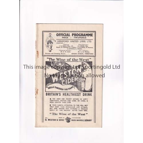 516 - HEREFORD UNITED V WORCESTER CITY 1947     Programme for the Southern League match at Hereford 7/4/19... 