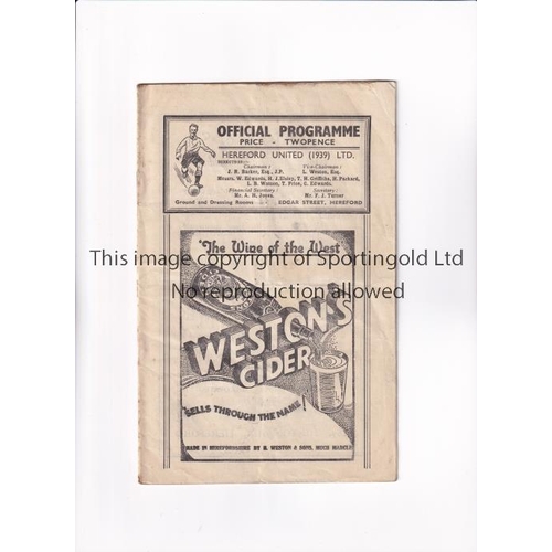 522 - HEREFORD UNITED V SHREWSBURY TOWN 1948      Programme for the Birmingham League match at Hereford 21... 