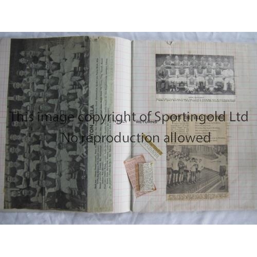 537 - ASTON VILLA SCRAPBOOK 1956/7      Large ledger with 10 pages of newspaper cuttings relating to Villa... 