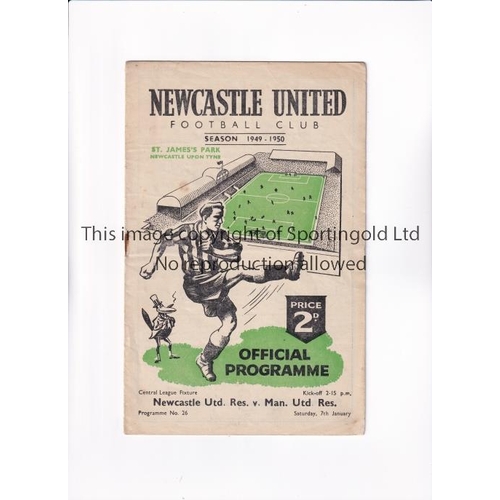 582 - NEWCASTLE UNITED RESERVES V MANCHESTER UNITED RESERVES 1950      Programme for the Central League ma... 