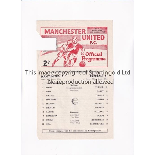 595 - MANCHESTER UNITED V EVERTON A 1967 LL SC FINAL     Single sheet programme for the Lancashire League ... 