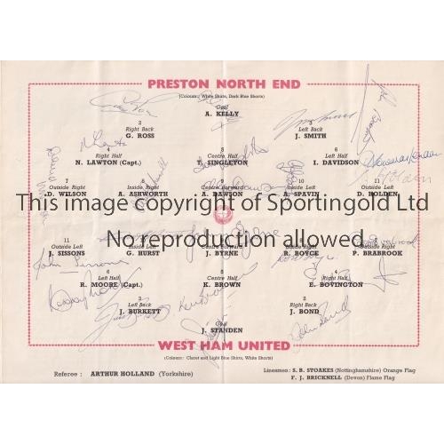 6 - 1964 FA CUP FINAL / WEST HAM UNITED V PRESTON NORTH END / AUTOGRAPHS      Programme signed by all 22... 