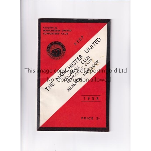 602 - 1958 MANCHESTER UNITED SUPPORTERS MEMORIAL HANDBOOK       Sixty page handbook covering tributes and ... 