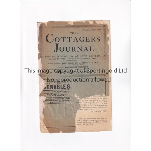 67 - FULHAM V SOUTH SHIELDS 1924     programme for the League match at Fulham 6/9/1924 with paper loss fr... 