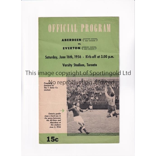 7 - ABERDEEN V EVERTON 1956 IN CANADA      Programme for the match at the Varsity Stadium 16/6/1956, ver... 