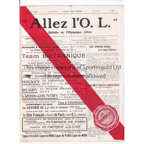 72 - FRANCE V GREAT BRITAIN 1920 / FUND RAISING MATCH        Programme for the Football match 5/12/1920 a... 