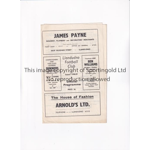 75 - LLANDUDNO V NEW BRIGHTON 1958 FA CUP      Gatefold programme for the tie at Llandudno 18/10/1958.   ... 