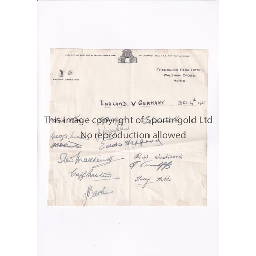 1 - ENGLAND AUTOGRAPHS 1935       Letter headed paper from Theobalds Park Hotel in Waltham Cross for the... 