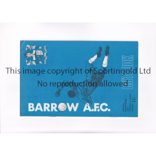 112 - MANCHESTER UNITED   Programme for the away Lancashire Senior Cup tie v Barrow 4/2/70.   Good