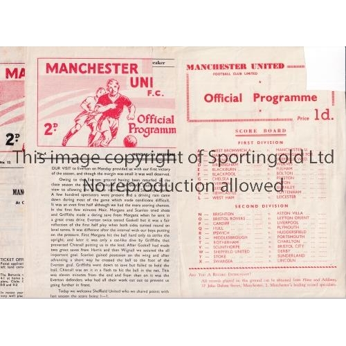 1465 - MANCHESTER UNITED       Three home programmes for Central League matches 1959/60 v WBA , token missi... 