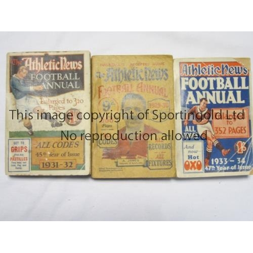 1838 - ATHLETIC NEWS ANNUALS     Three annuals 1929/30, 1931/2 and 1933/4, tiny paper loss from the top and... 