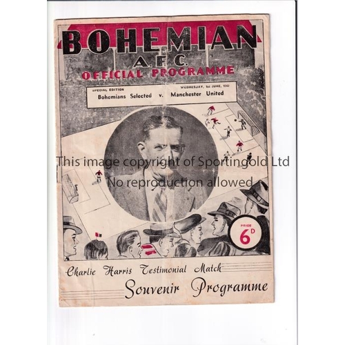 247 - MANCHESTER UNITED       Programme for the away Charlie Harris Testimonial v Bohemians Selected 1/6/1... 