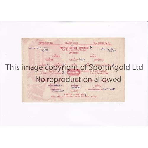256 - MANCHESTER UNITED V LEEDS UNITED 1945    Single sheet programme for the Manchester United home FL No... 