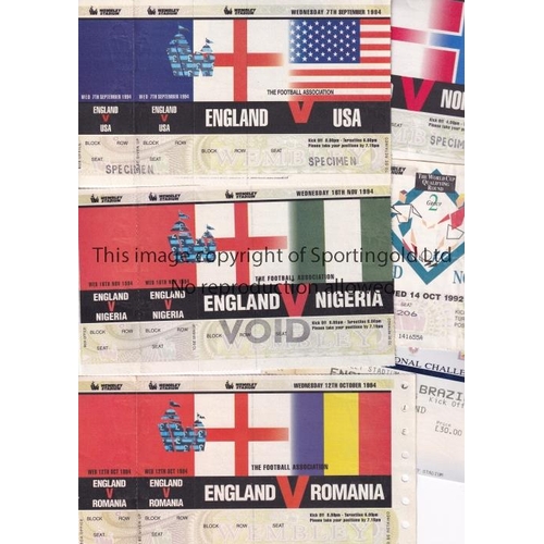 260 - ENGLAND TICKETS       Six home tickets v Norway 1992 and Brazil 1995 unused. All of the following ar... 