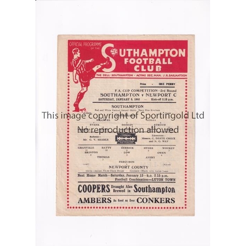268 - SOUTHAMPTON V NEWPORT COUNTY 1946 FA CUP     Single sheet programme for the tie 5/1/1946 at Southamp... 