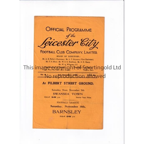 39 - LEICESTER CITY V SOUTHAMPTON 1946       Programme for the League match at Leicester 2/11/1946, sligh... 