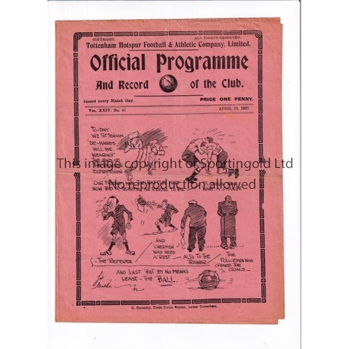 44 - TOTTENHAM HOTSPUR V LEEDS UNITED 1932     Programme for the League match at Tottenham 23/4/1932, sli... 