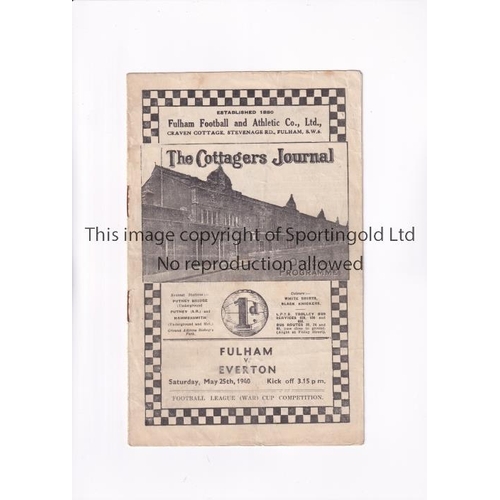 65 - FULHAM V EVERTON 1940 WAR CUP       Programme for the tie at Fulham 25/5/1940, slightly creased, tea... 