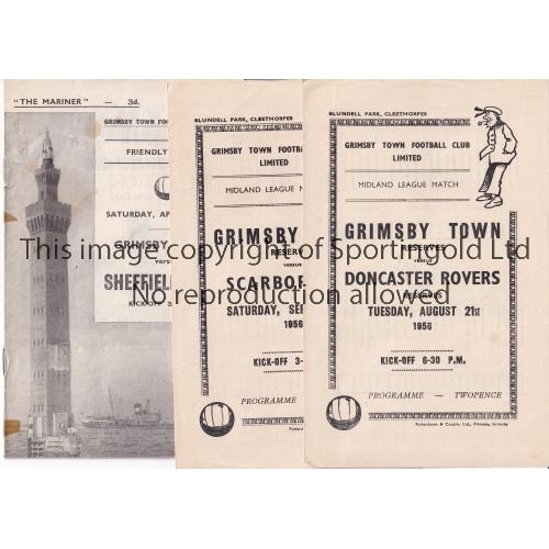 79 - GRIMSBY TOWN     Three home programmes for season 1956/7 v Scarborough and Doncaster Rovers, both Mi... 