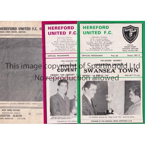 81 - HEREFORD UNITED      Three home programmes for Friendlies v Wigan Athletic 53/4, slightly creased, C... 
