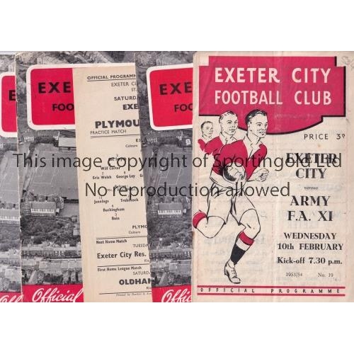 89 - EXETER CITY    Seven home programmes for Friendlies v Army XI and F.C. Wien 53/4, Torquay United 61/... 