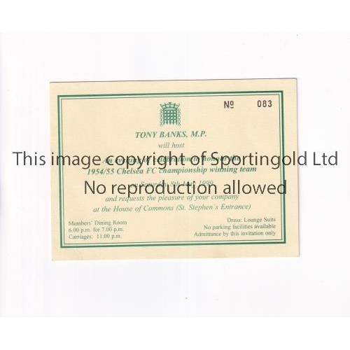 126 - CHELSEA       Invitation ticket from Tony Banks M.P. for an evening of celebration to honour the 195... 