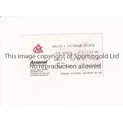 156 - TOTTENHAM HOTSPUR        Ticket for the away Semi Final Replay v Wolves at Arsenal 15/4/1981.     Ge... 