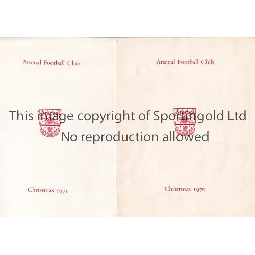 160 - ARSENAL    Two Official Board of Directors Christmas cards from 1970 and 1971, minor creases.     Ge... 