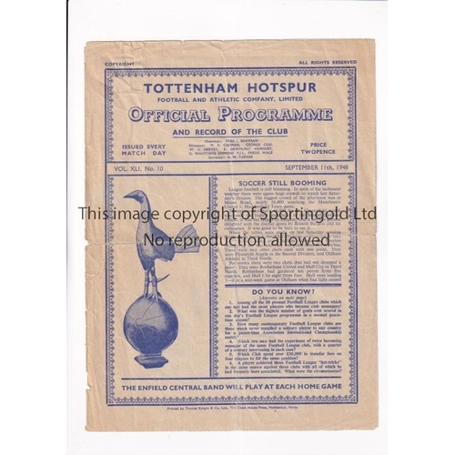 169 - TOTTENHAM HOTSPUR V ARSENAL 1948     Programme for the Football Combination League match at Tottenha... 