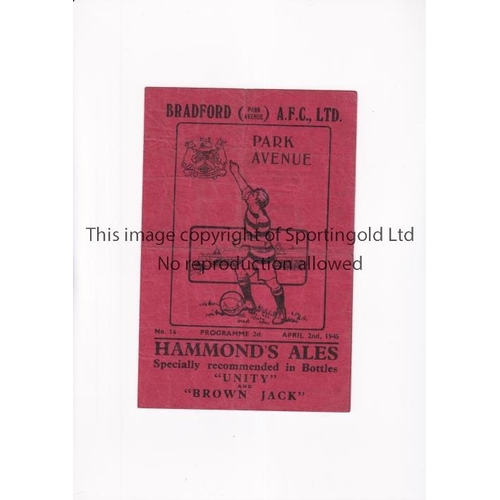 180 - BRADFORD PARK AVENUE V PRESTON NORTH END 1945      Red issue programme for the match at Bradford 2/4... 