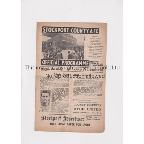 1094 - STOCKPORT COUNTY V CHESTER 1946           Programme for the League match at Stockport 26/10/1946, cr... 