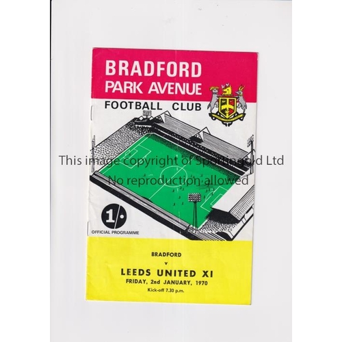 1099 - BRADFORD PARK AVENUE V LEEDS UNITED 1969-70 / LAST LEAGUE SEASON         Programme for the Friendly ... 