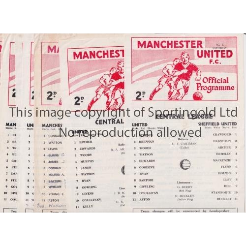 1129 - MANCHESTER UNITED     Eight single sheet home programmes for Central League matches in 1968/9 season... 